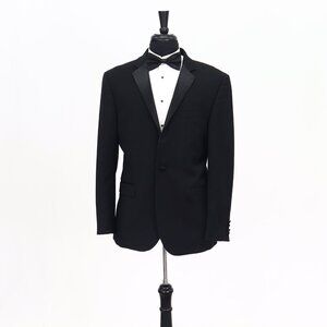 Jos. A. Bank 42R Black Solid 1-Button Sport Coat Blazer Jacket T130